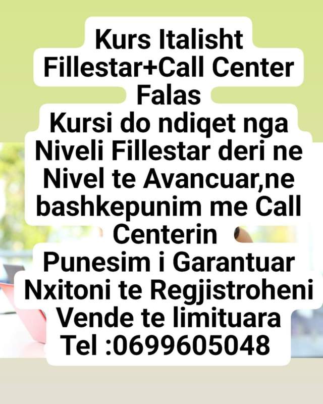 Tirane, ofrojme kurse Te Gjuhes Italiane..me Punesim ne Call Center.. ..In contact