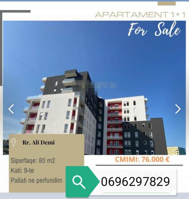 Tirane, shes apartament 1+1+BLK 80 m² 76.000 Euro