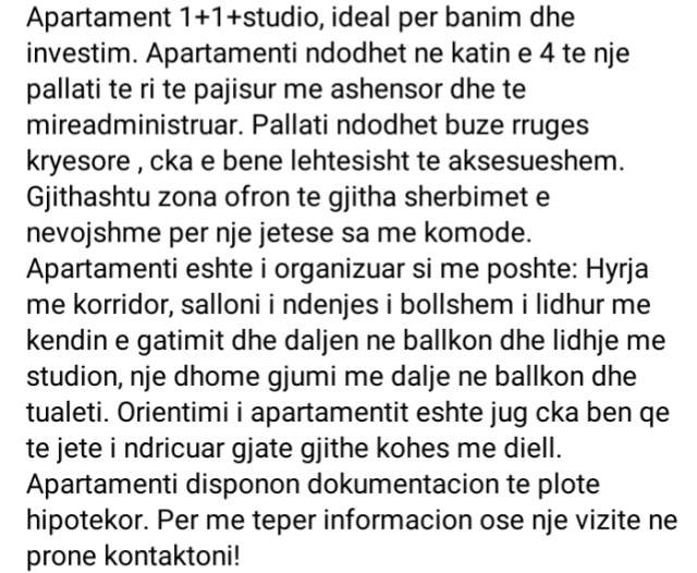 Tirane, shes apartament 1+1+BLK Kati 4, 79 m² 80.000 Euro
