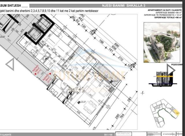 Tirane, shitet apartament 2+1 Kati 6, 98 m² 186.200 Euro (Bulevardi Gjergj Fishta)