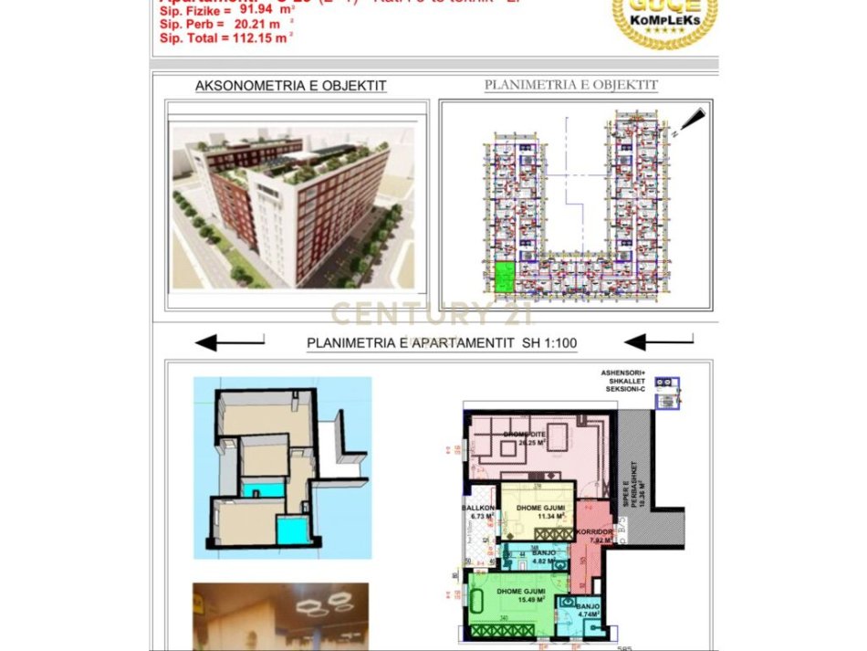 Tirane, shes apartament 2+1+Aneks+Ballkon Kati 5, 112 m² 210.000 € (21 Dhjetori)