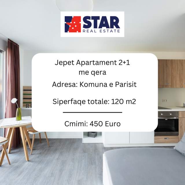 Tirane, jepet me qera apartament 2+1 450 Euro (Komuna e Parisit)