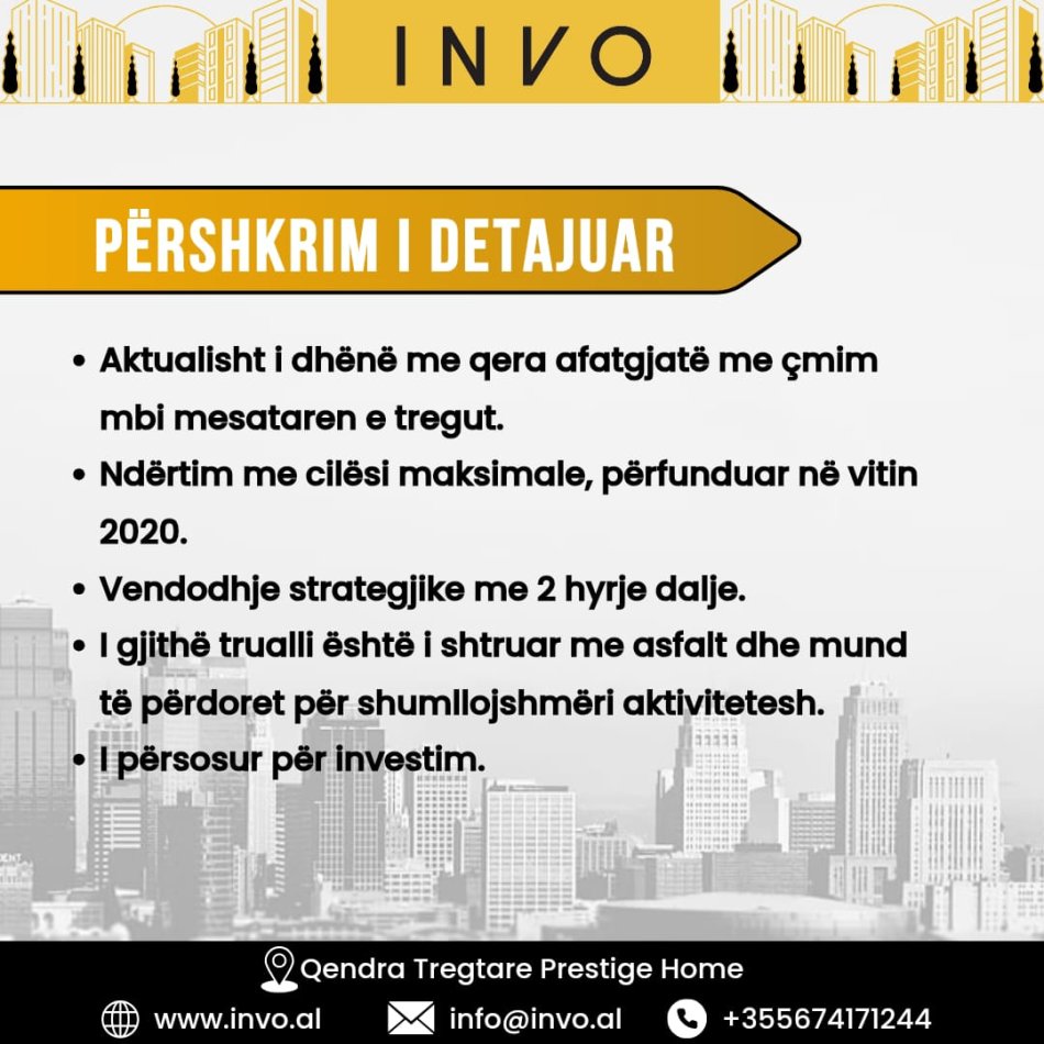 Tirane, shitet ambjent biznesi , 7.000 m² 3.700.000 € (VORE, AFER DOGANES)