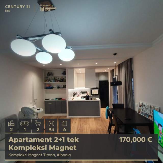 Tirane, shes apartament 2+1 Kati 6, 93 m² 170.000 Euro (21 dhjetori)