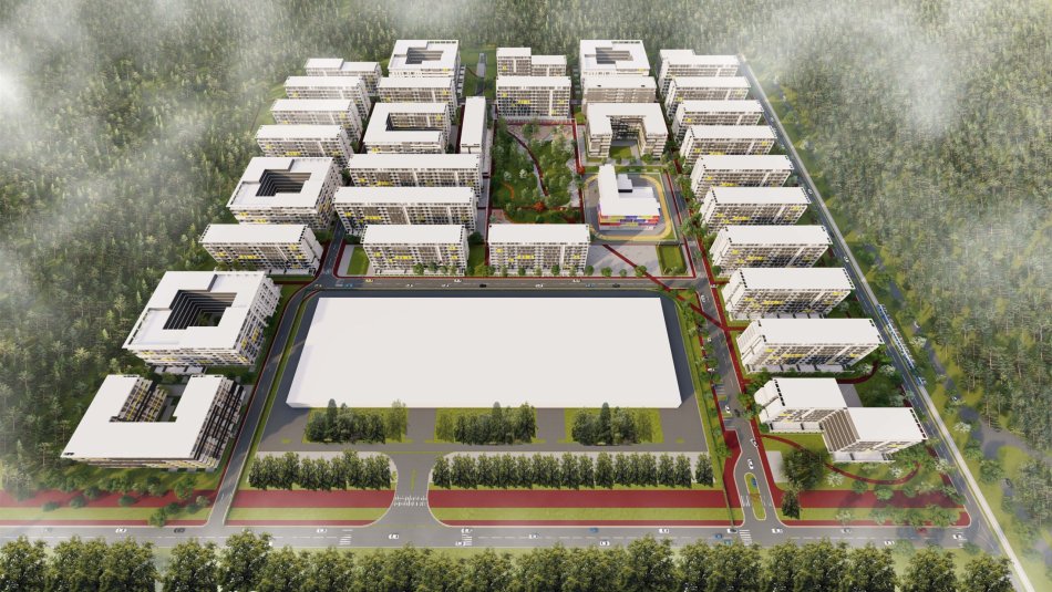 Apartament Ideal 1+1+Ballkon - Rezidenca Univers City - Pranë QTU - TIRANË  ( 60.700€ ) me planimetri Perfekte  |  JUG, Plot Dritë.