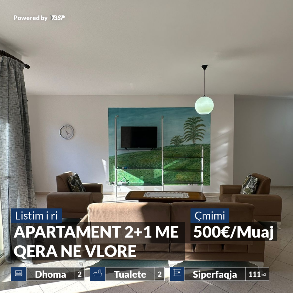 Vlore, jepet me qera apartament 2+1+Aneks+Ballkon Kati 4, 110 m² 500 € (GJERGJ ARANITI)