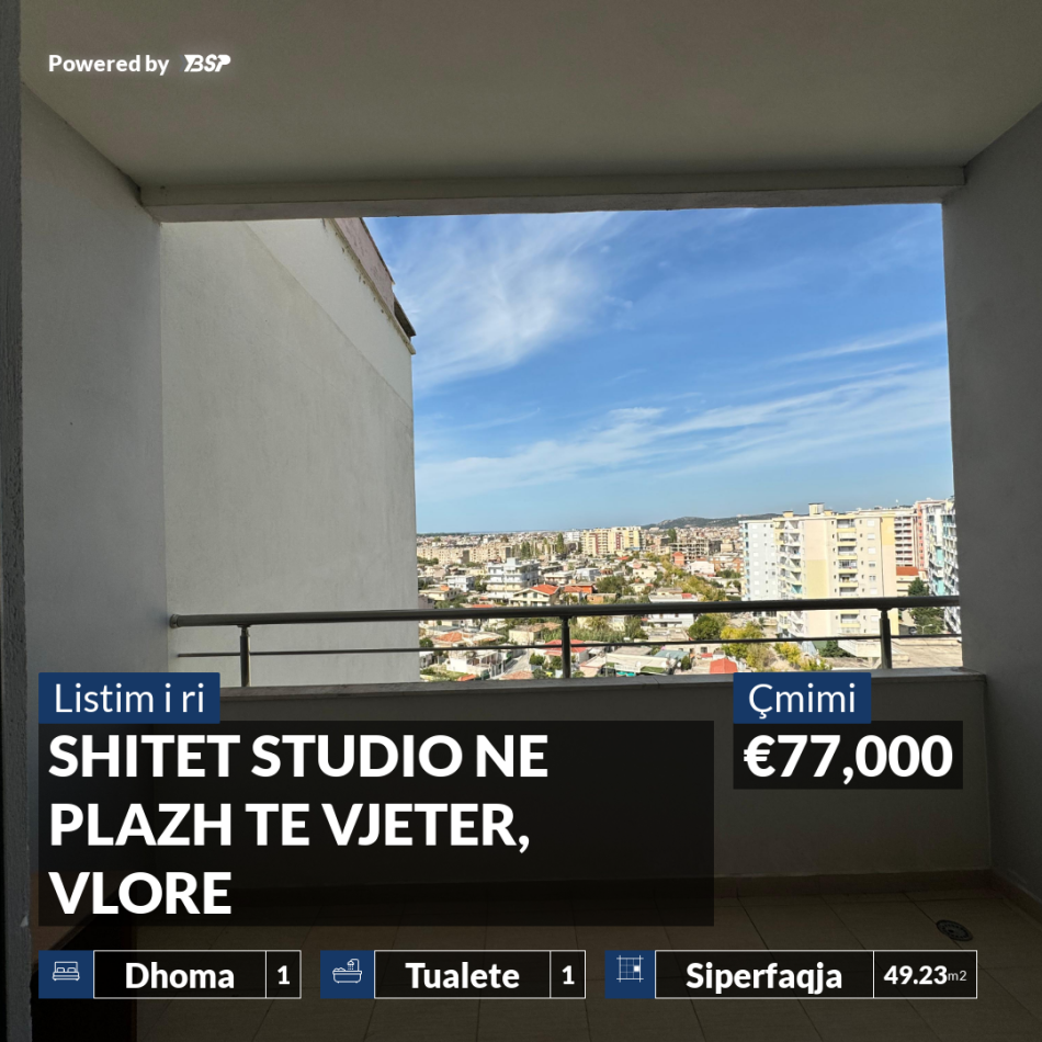 Vlore, shitet garsonier 1+1+Ballkon , 49 m² 77.000 € (PLAZH I VJETER)
