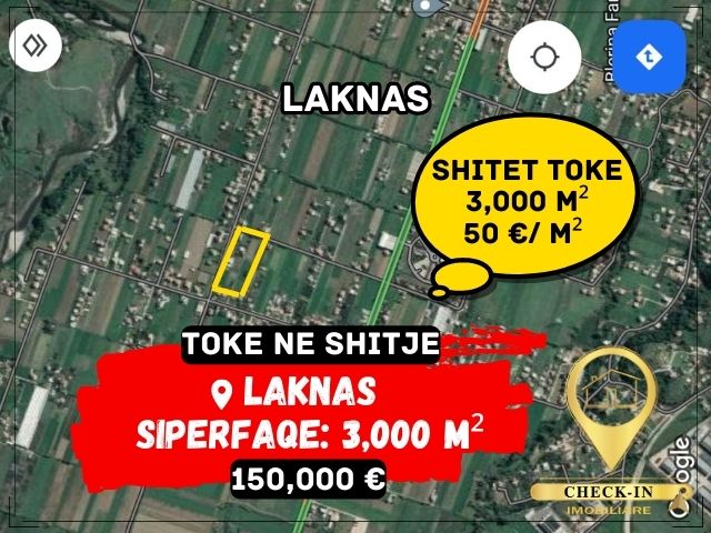 Tirane, shes toke 3.000 m² 50 Euro/m2 (Vore)