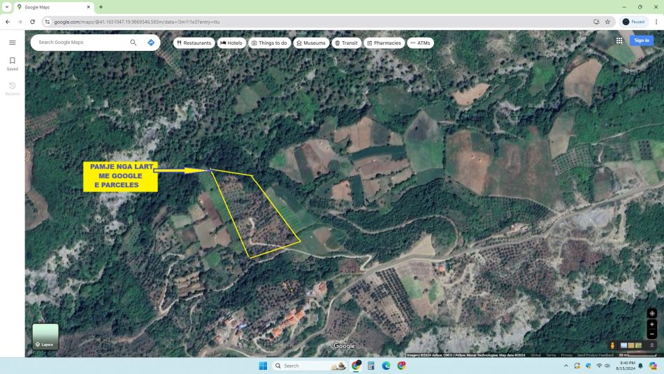 Tirane,Shitet Okazion! Tokë-Pemtore, me mundësi ndërtimi edhe shtëpi banimi, sip.7'400m², Cmimi  55'000 €, pranë autostradës Tirane-Elbasan, në daljen e parë tunelit Krrabës, në zonën Mamel/Dopaj, 24-km / 21min  auto nga qendra Tiranës dhe 13-km nga Elbasani.