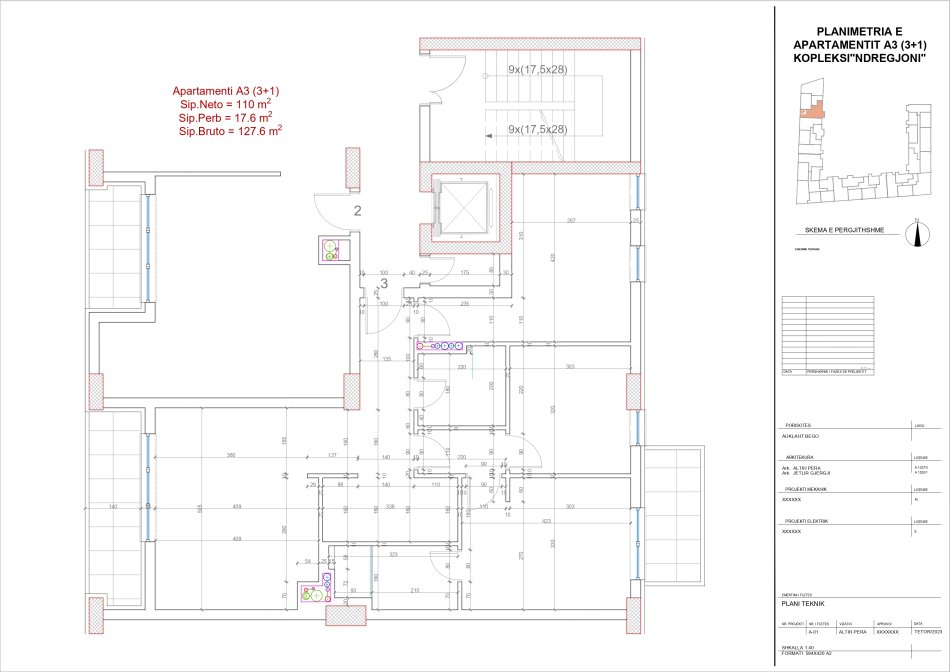 Tirane, shitet apartament 3+1+Aneks+Ballkon, Kati 3, 128 m2 192000€ (Bulevardi i Ri)