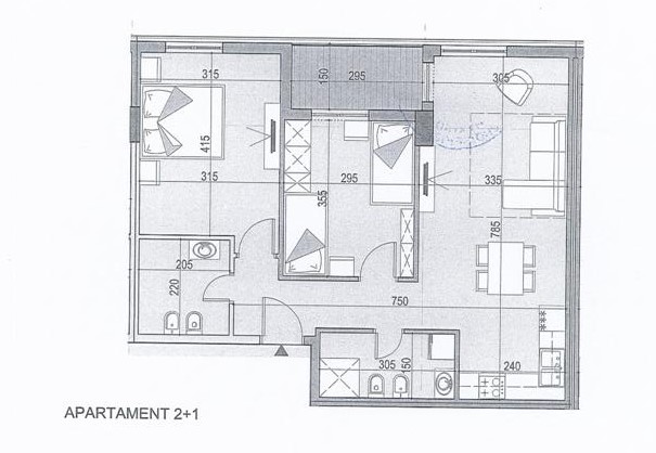 Tirane, shitet apartament 2+1+BLK Kati 7, 91 m² 63.840 Euro (QTU)