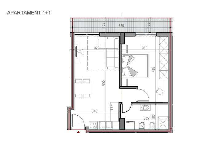 Tirane, shitet apartament 1+1+BLK Kati 8, 64 m² 52.808 Euro (QTU)