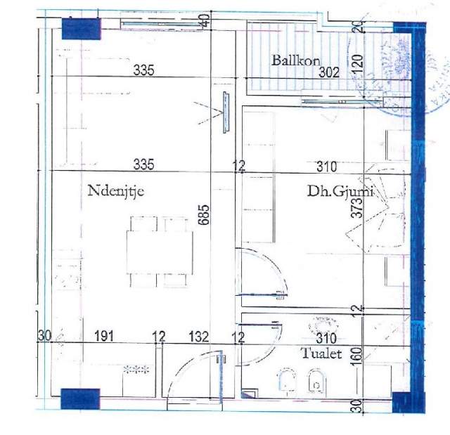 Tirane, shitet apartament 1+1+BLK Kati 4, 61 m² 57.475 Euro (Kthesa e Kamzes)