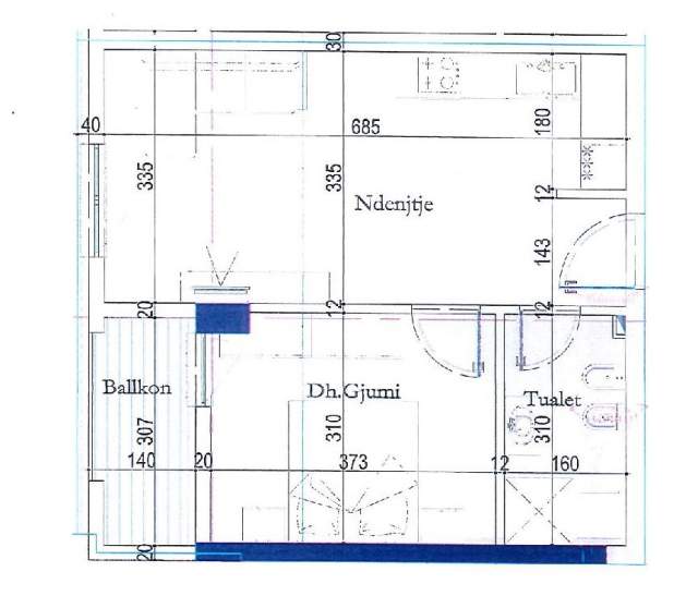 Tirane, shitet apartament 1+1+BLK Kati 2, 61 m² 57.760 Euro (Kthesa e Kamzes)