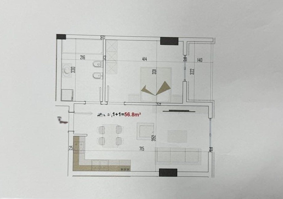 Tirane, shes apartament 1+1+Ballkon Kati 4, 66 m² 72.787 € (Lidhja e Prizrenit, Paskuqan)