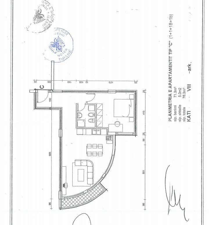 Tirane, shitet apartament 1+1 Kati 5, 71 m² 