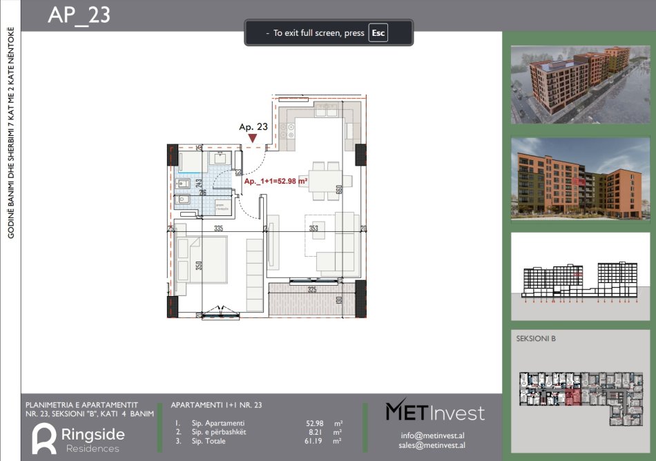 Tirane, shitet apartament 1+1+Ballkon Kati 4, 61 m² 64.250 € (Rruga Lidhja e Prizrenit)