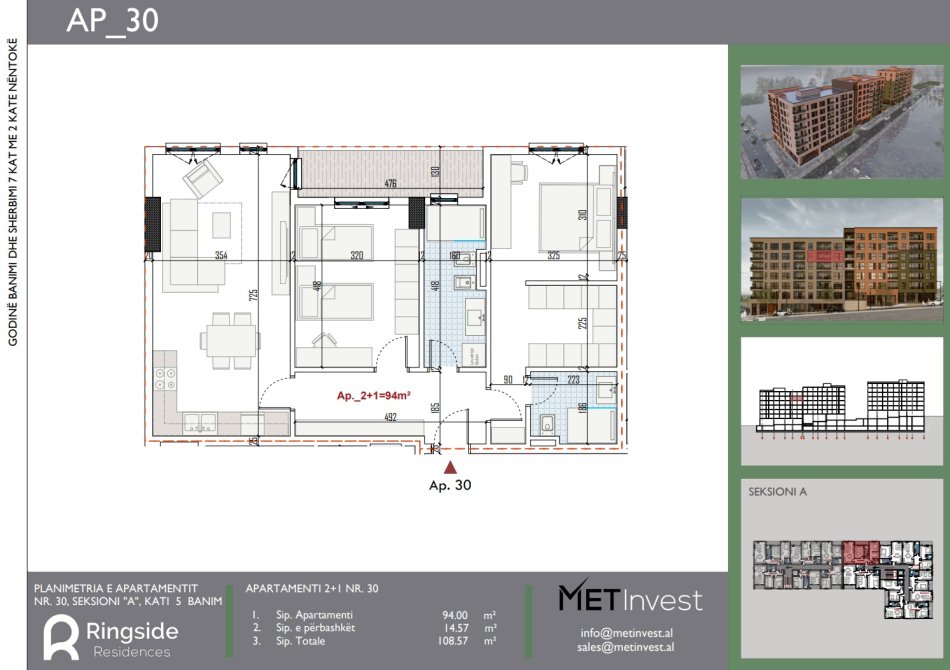 Tirane, shitet apartament 2+1+Ballkon Kati 5, 109 m² 119.400 € (Rruga Lidhja e Prizrenit)