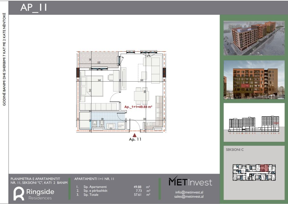 Tirane, shitet apartament 1+1+Ballkon Kati 2, 58 m² 57.610 € (Rruga Lidhja e Prizrenit)