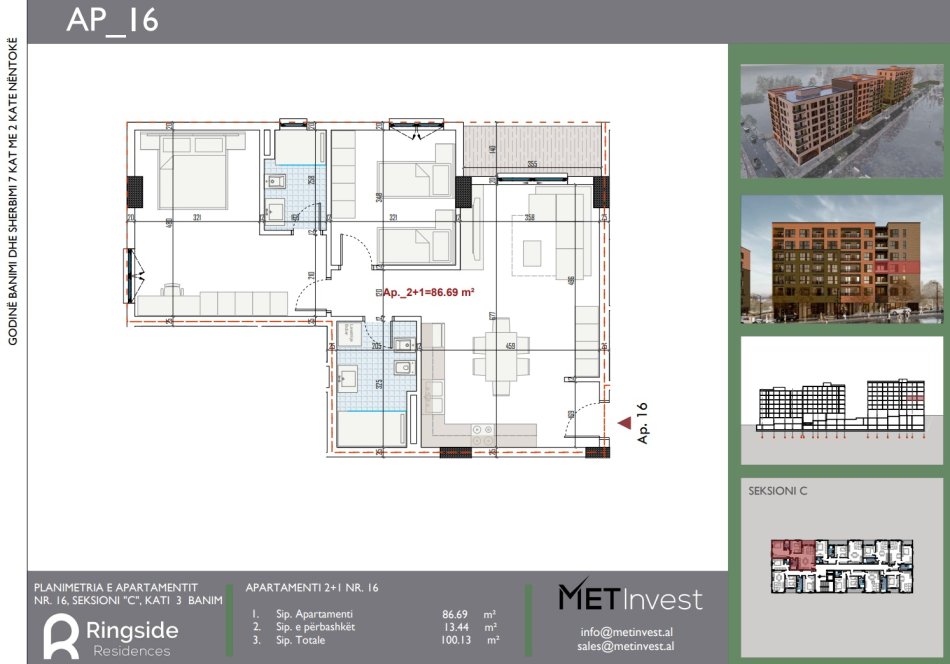 Tirane, shitet apartament 2+1+Ballkon Kati 3, 100 m² 105.100 € (Rruga Lidhja e Prizrenit)