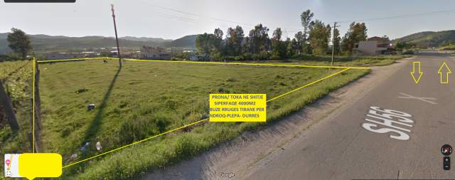Tirane,Shitet Tokë/Truall 4'000m² me Cmim 80 euro €/m2, në Pezë-Helmës-Ndroq, pranë Urës Beshirit, 8-km nga Tirana, buzë rrugës/aksit nacional SH.56,