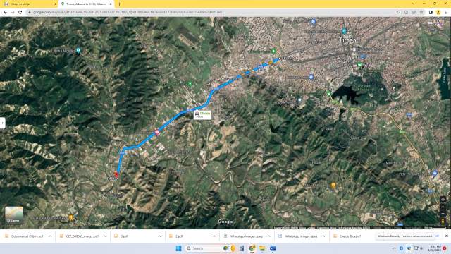 Tirane,Shitet Tokë/Truall 4'000m² me Cmim 80 euro €/m2, në Pezë-Helmës-Ndroq, pranë Urës Beshirit, 8-km nga Tirana, buzë rrugës/aksit nacional SH.56,