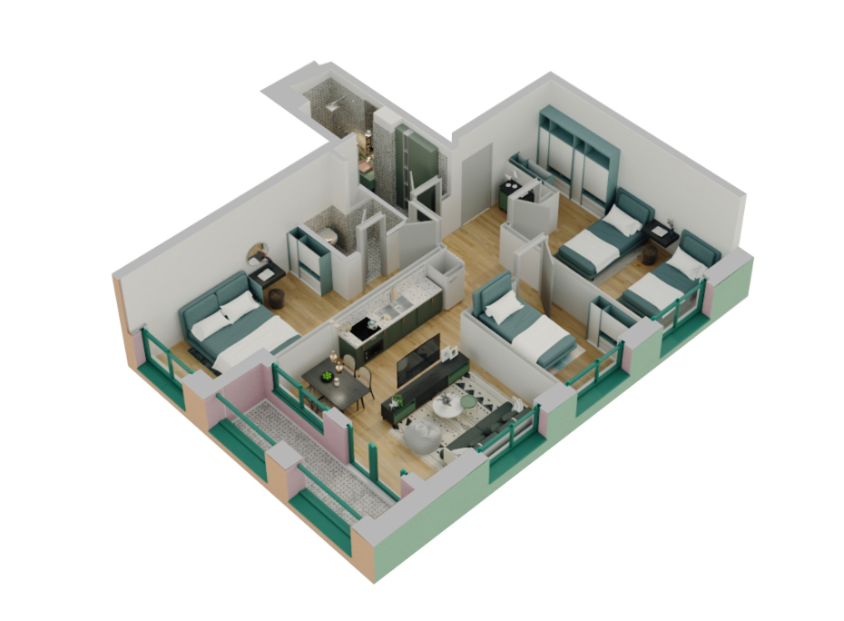Shitet apartament 3+1 ne kompleksin Mangalem21