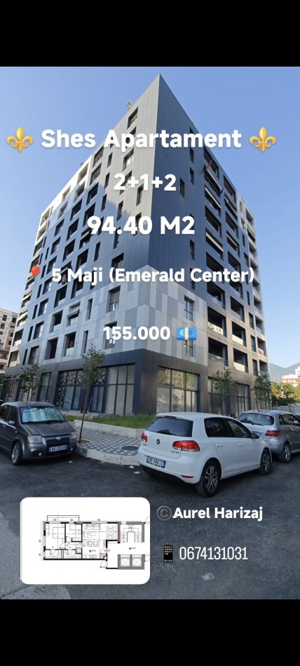 Tirane, shes apartament 2+1+Ballkon Kati 8, (5 Maji)