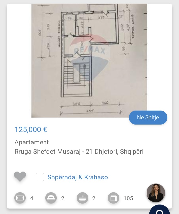 Tirane, shitet apartament 3+1 Kati 3, 105 m² 125.000 € (21 dhjetori)