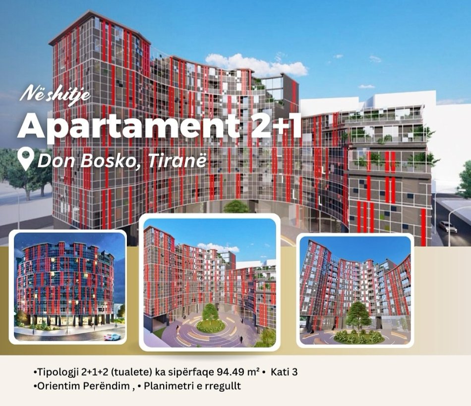 Tirane, shitet apartament 2+1+Aneks+Ballkon Kati 3, 95 m² 155.908 € (Don Bosko)