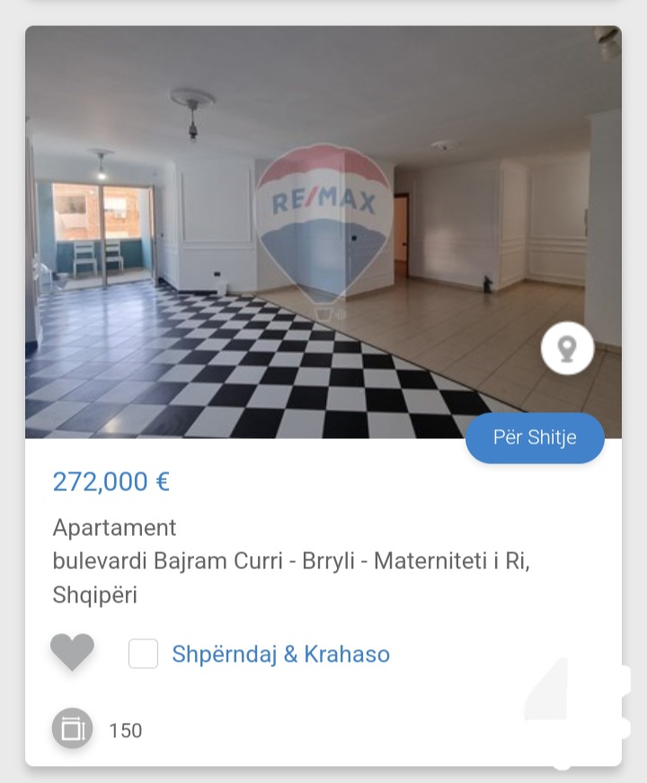 Tirane, shitet apartament 3+1+Aneks+Ballkon Kati 4, 130 m² 272.000 € (Materniteti i Ri)