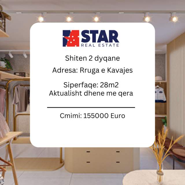 Tirane, shiten dy dyqane 28 m² 155.000 Euro  (Rruga e Kavajes)