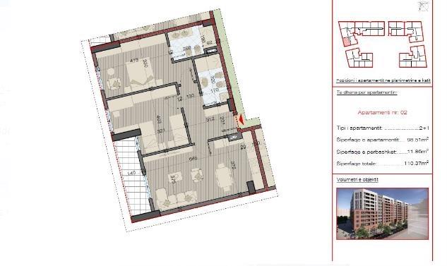 Tirane, shitet apartament 1+1+BLK Kati 4, 75 m² 750 Euro/m2 (BULEVARDI KASHAR, ASTIR)