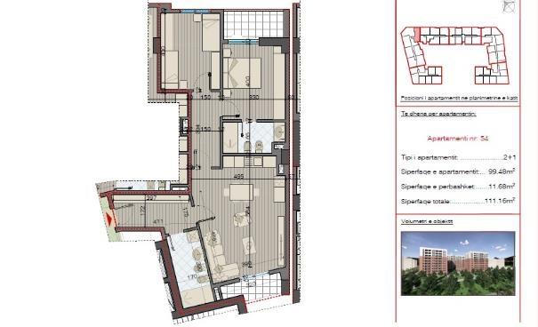 Tirane, shitet apartament 1+1+BLK Kati 4, 75 m² 750 Euro/m2 (BULEVARDI KASHAR, ASTIR)