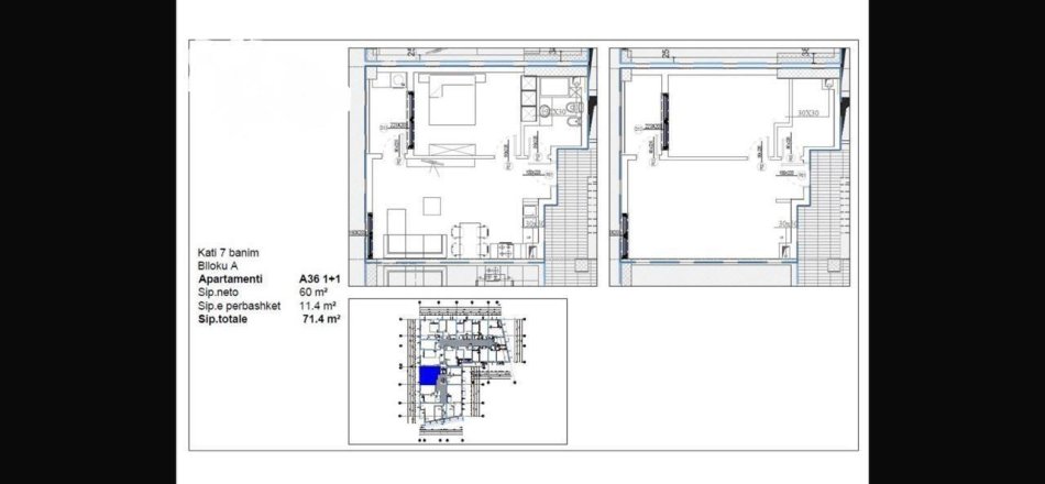 Tirane, shitet apartament 1+1+Ballkon Kati 7, 71 m² 96.500 € (Rruga e Dibres)