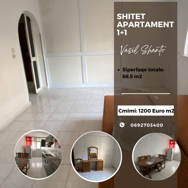 Tirane, shitet apartament 1+1 Kati 2, 66 m² 1.200 Euro (Vasil Shanto)