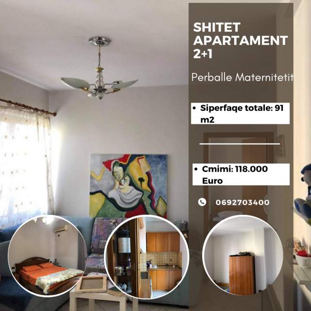 Tirane, shitet apartament Kati 4, 91 m² 118.000 Euro (Perballe maternitetit)