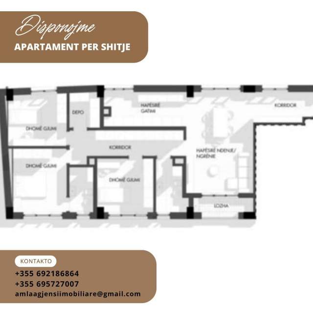 Tirane, shitet apartament 3+1+A+BLK 160 m² 230.000 Euro (Tregu Elektrik)
