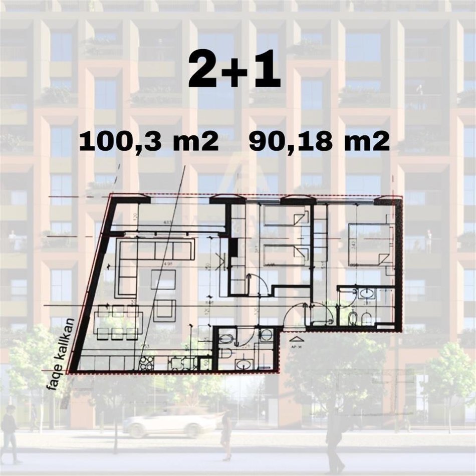 Tirane, shes apartament 2+1+Ballkon Kati 6, 100 m² 145.000 € (rruga Jordan Misja)