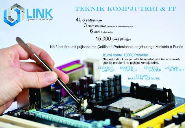 Tirane, kurse Formimi profesional IT Specialist Celularesh & Teknik Kompjuteri