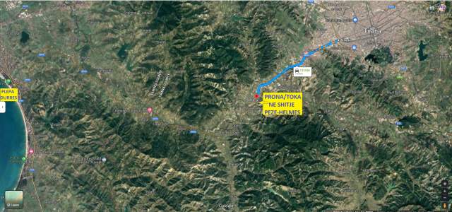 Tirane,Shitet Tokë/Truall 4'000m² me Cmim 80 euro €/m2, në Pezë-Helmës-Ndroq, pranë Urës Beshirit, 8-km nga Tirana, buzë rrugës/aksit nacional SH.56,