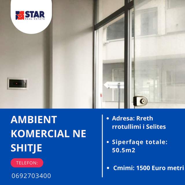 Tirane, shitet ambjent biznesi Kati 1, 50 m² 1.500 Euro (Rreth rrotullimi i Selites)