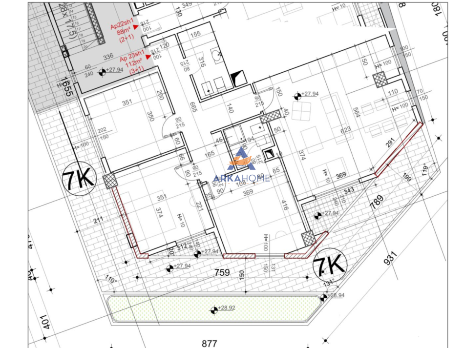 Tirane, shitet apartament 3+1 Kati 7, 131 m² 400.000 € (PRANE UNIVERSITETIT MESDHETAR)