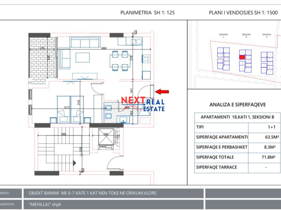 SHITET APARTAMENT 1+1 NE ORIKUM, VLORE