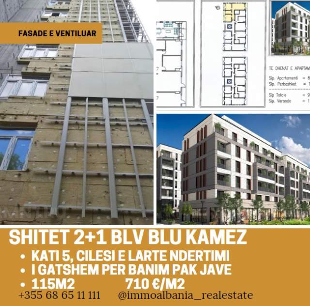 Tirane, shitet apartament 2+1+BLK Kati 5, 115 m² 710 Euro/m2 (BLV Blu)