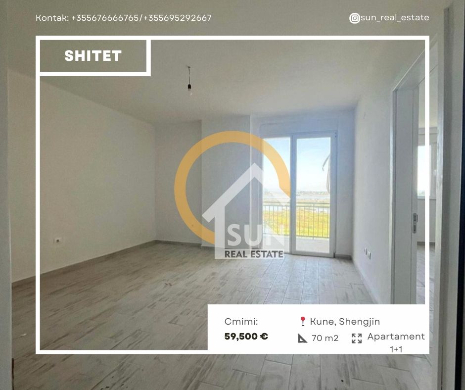 Lezhe Shengjin, shitet apartament 1+1+Ballkon Kati 7, 70 m² 59.500 € (KUNE, SHENGJIN)
