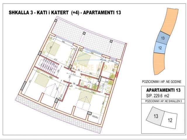 Tirane, shes apartament duplex 4+1 Kati 4, 330 m² 420.450  (KOPSHTI BOTANIK)