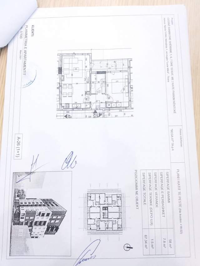 Tirane, shitet apartament 1+1+BLK 67 m² 60.300 Euro (Adresa :5 maj  Siperfaqe 67 m2)