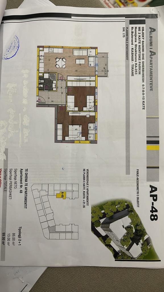 Tirane, ofert apartament 2+1+BLK Kati 4, 900 Euro (Adresa: Rr.Bulevardi - Kashar)