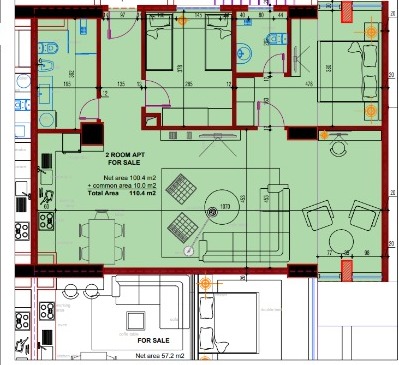 Tirane, shitet apartament 2+1+BLK Kati 1, 110 m² 60.000 Euro (kamez)